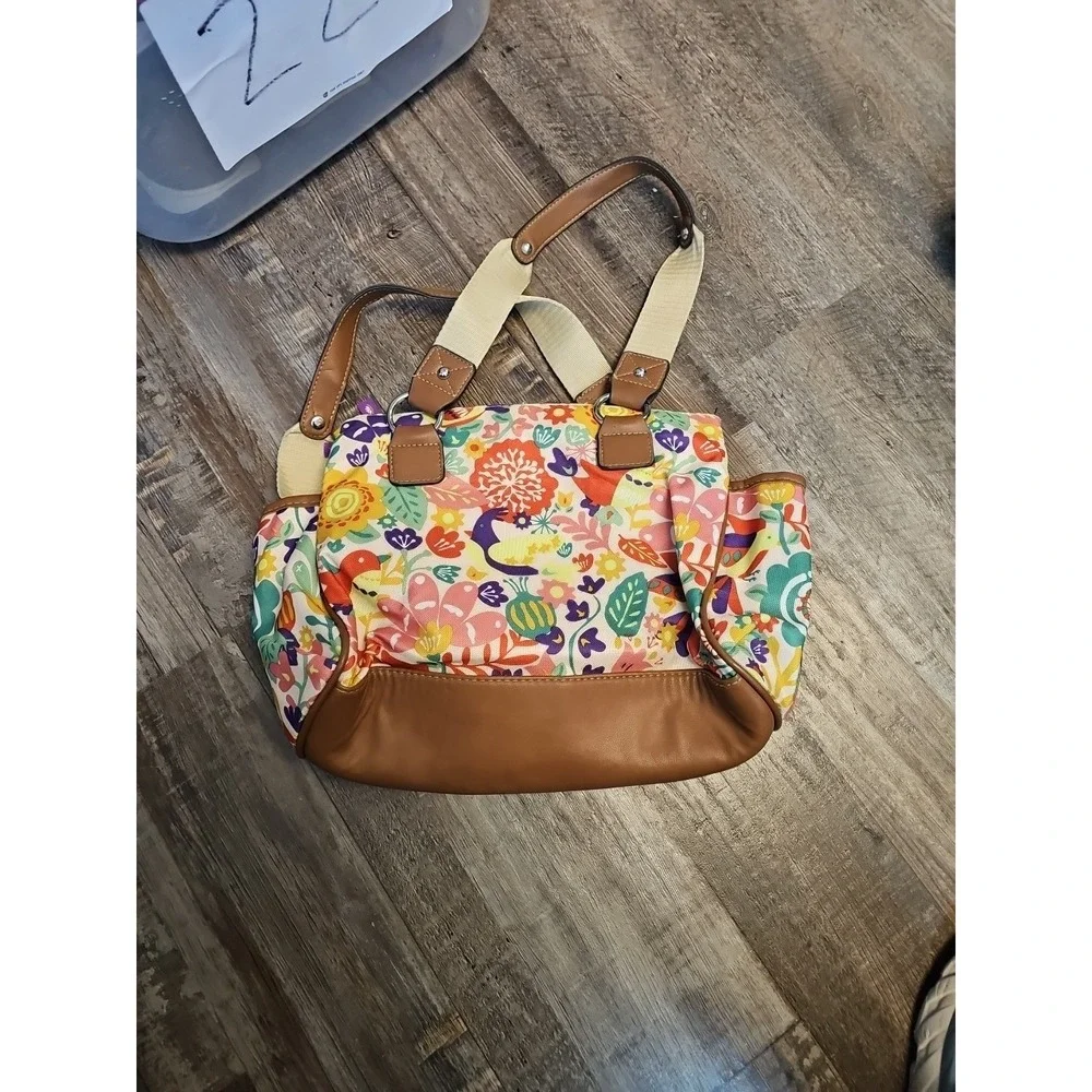 Lily Bloom Purse 12x9 Medium Shoulder Satchel Bag‎ Colorful Floral Strawberry